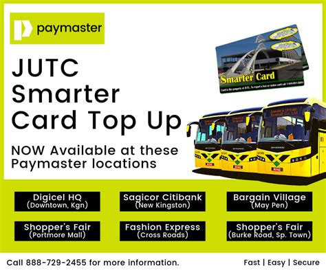 jutc smart card outlets|JUTC Smarter Card Topup Locations in Kingston & St. Andrew.